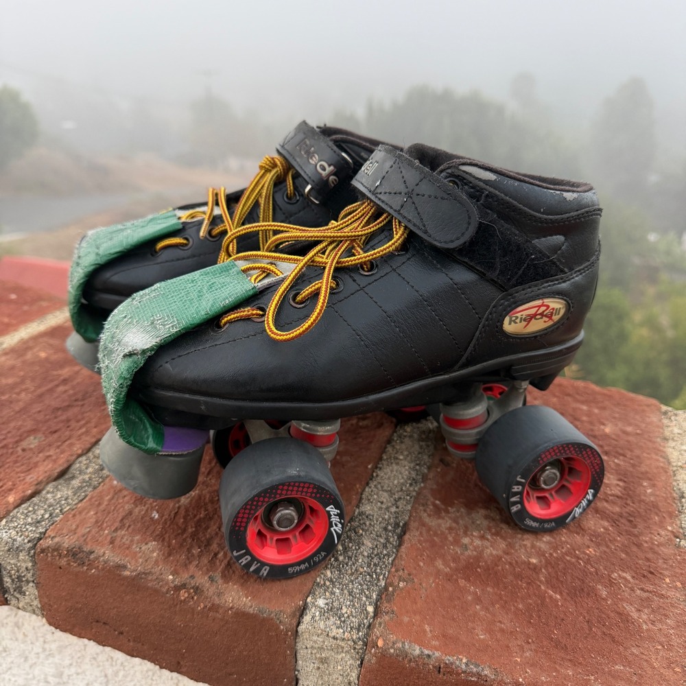 Riedell R3 Cayman Roller Skates Black PVC Juice Java Wheels Size 5 Roller Derby